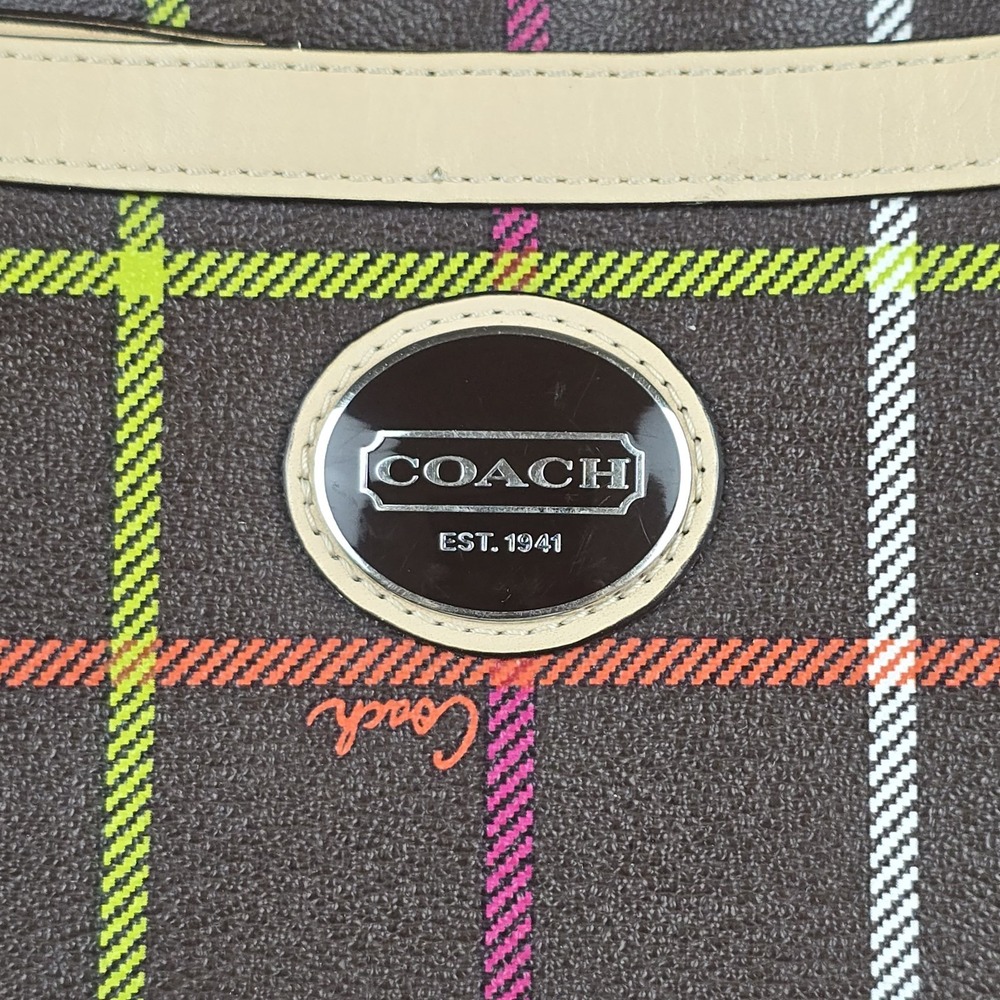 Coach Peyton Brown‎ Tattersall Plaid Crossbody Shoulder Bag F24387 - Picture 4 of 10